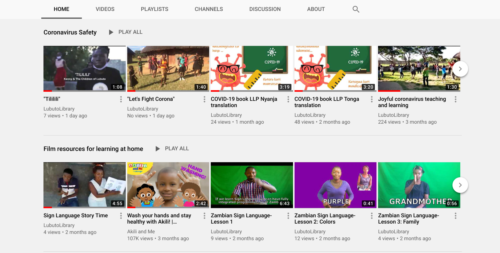 Lubuto's YouTube Channel