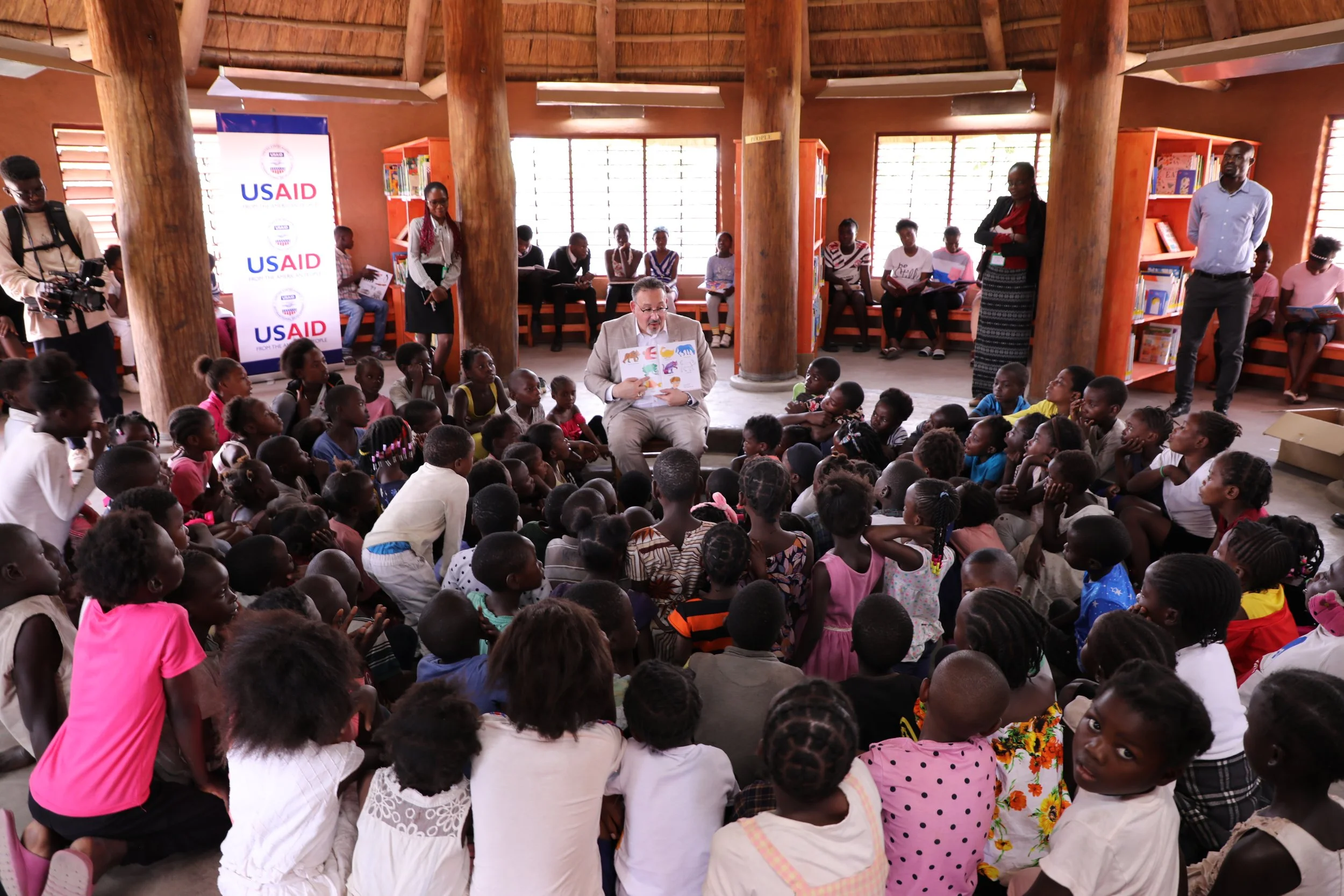 U.S. Secretary of Education Miguel Cardona visits the Comboni Library