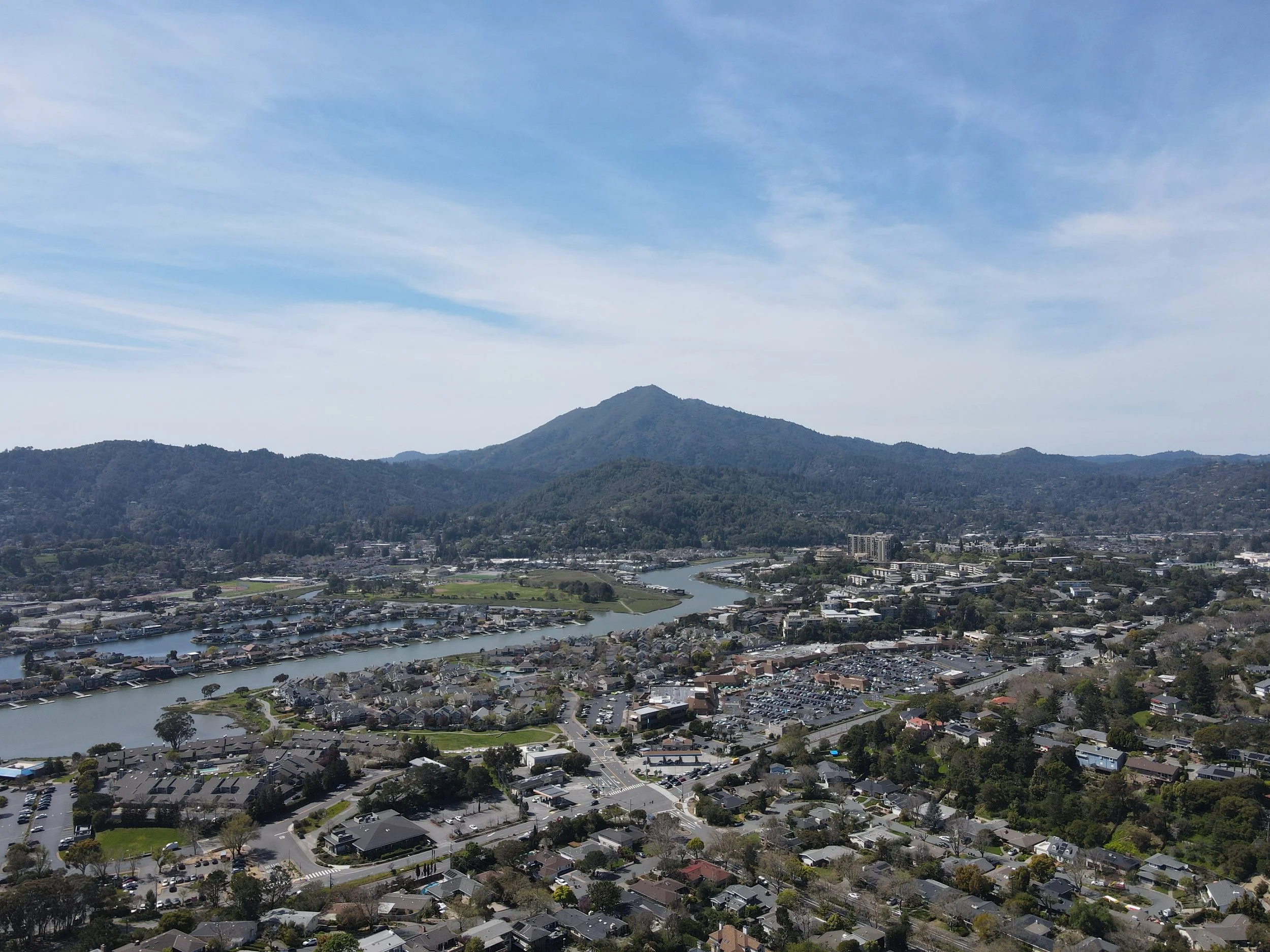 Over Greenbrae and Larkspur with Mt Tam in the back