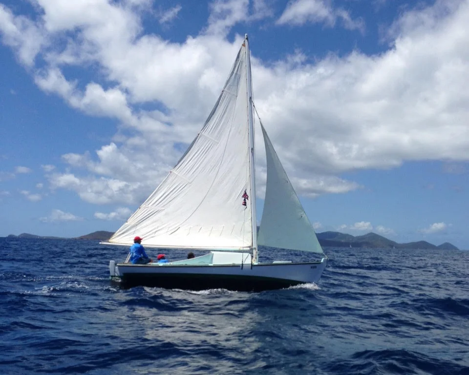 A traditional Virgin Islands sloop under sail