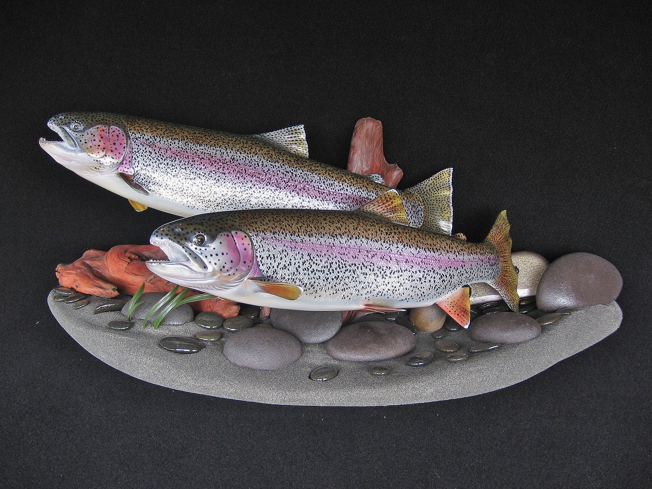 LX Hand Painted Rainbow Trout Wall Mount Decor Plaque Game Fish Replica 18" 