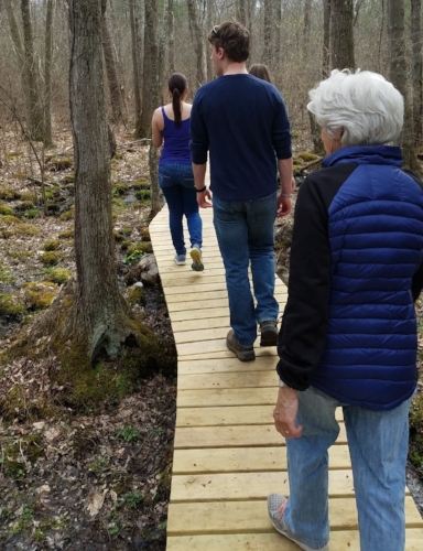 One of the new boardwalk trails at Brockton Audubon Preserve.