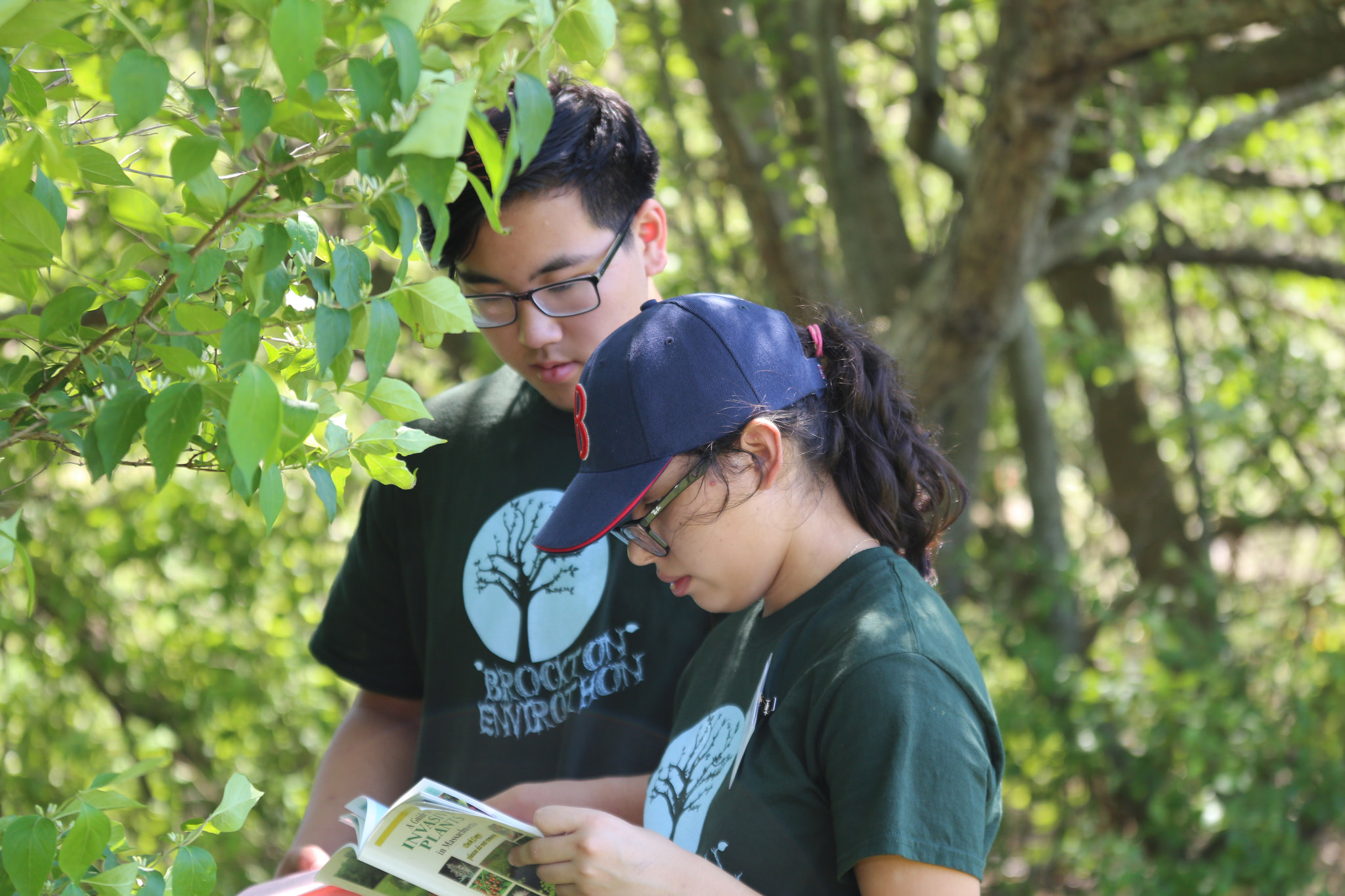 The Brockton team tests their knowledge at the Forests field test, one of four tests at the Massachusetts Envirothon competition.