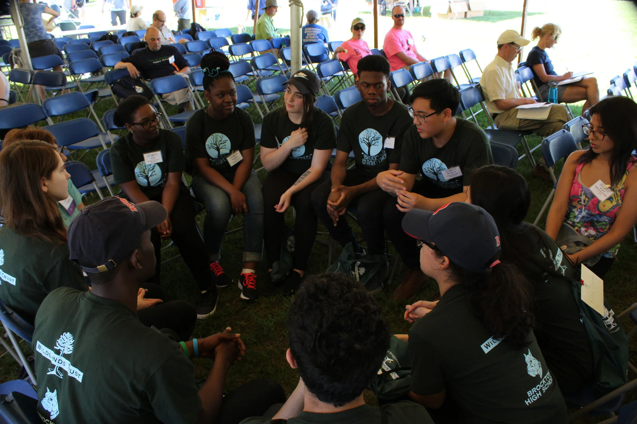 After their presentation, the team is interviewed for the Community Research and Community Action Awards.