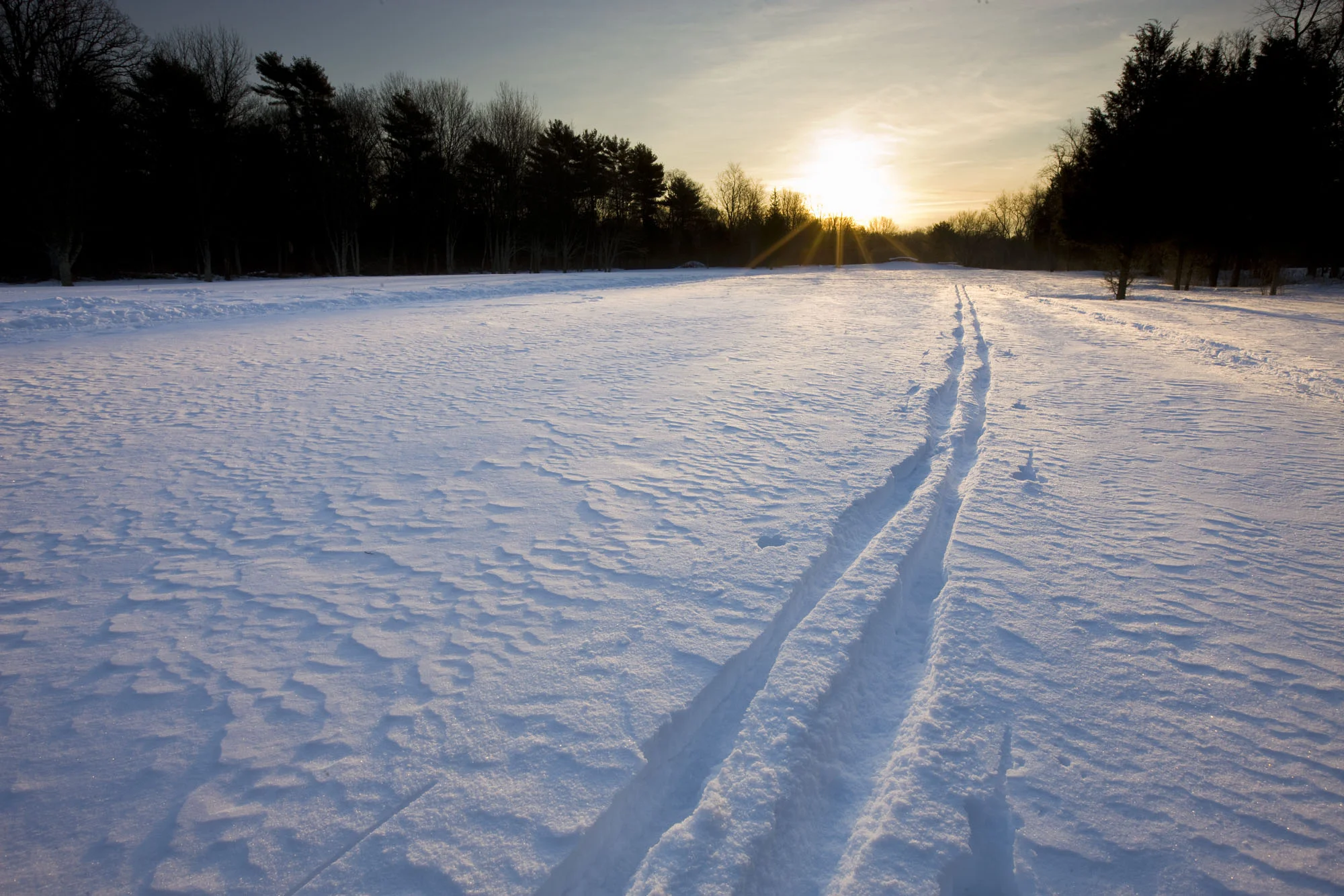  Ski tracks at the Willowbrook Farm Preserve in Pembroke, Massachusetts.  Wildlands Trust of Southeastern Massachusetts. 