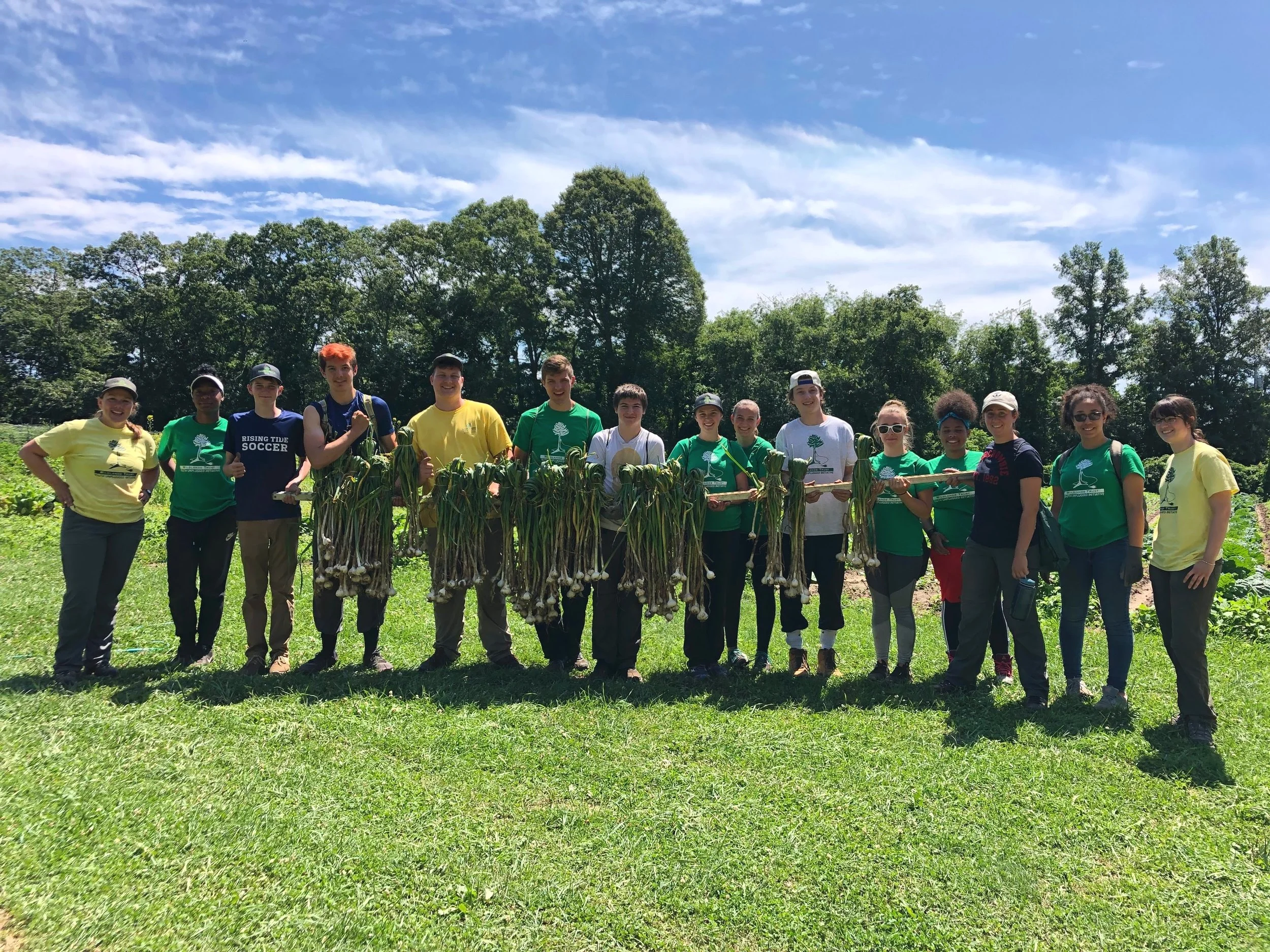 Green Team 2 after harvesting garlic at Bay End Farm.