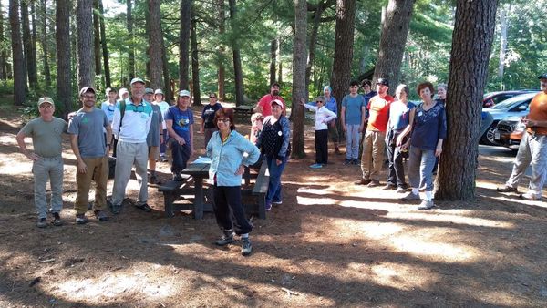 Sierra Club volunteers and Wildlands staff pose for a group photo at Myles Standish State Forest.