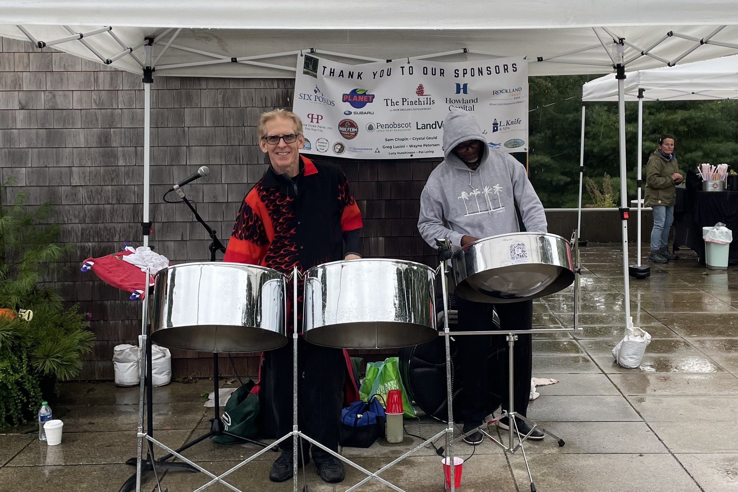 The Pan Loco Steel Band performs.