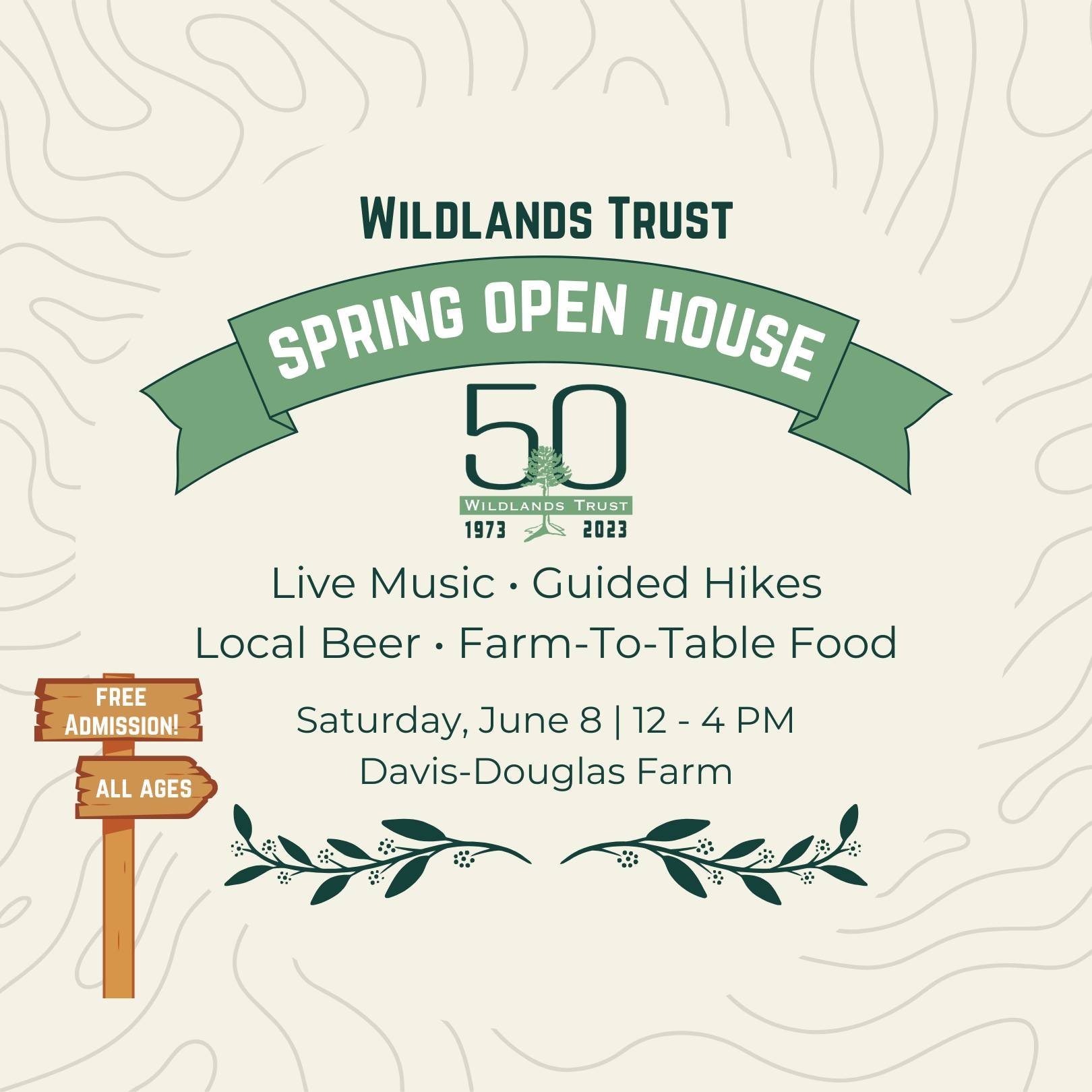 As our 50th anniversary draws to a close, let's celebrate our remarkable year together 💚

Join the Wildlands community on Saturday, June 8, for a Spring Open House at Davis-Douglas Farm in Plymouth! This 𝐟𝐫𝐞𝐞, 𝐩𝐮𝐛𝐥𝐢𝐜 𝐞𝐯𝐞𝐧𝐭 promises fu