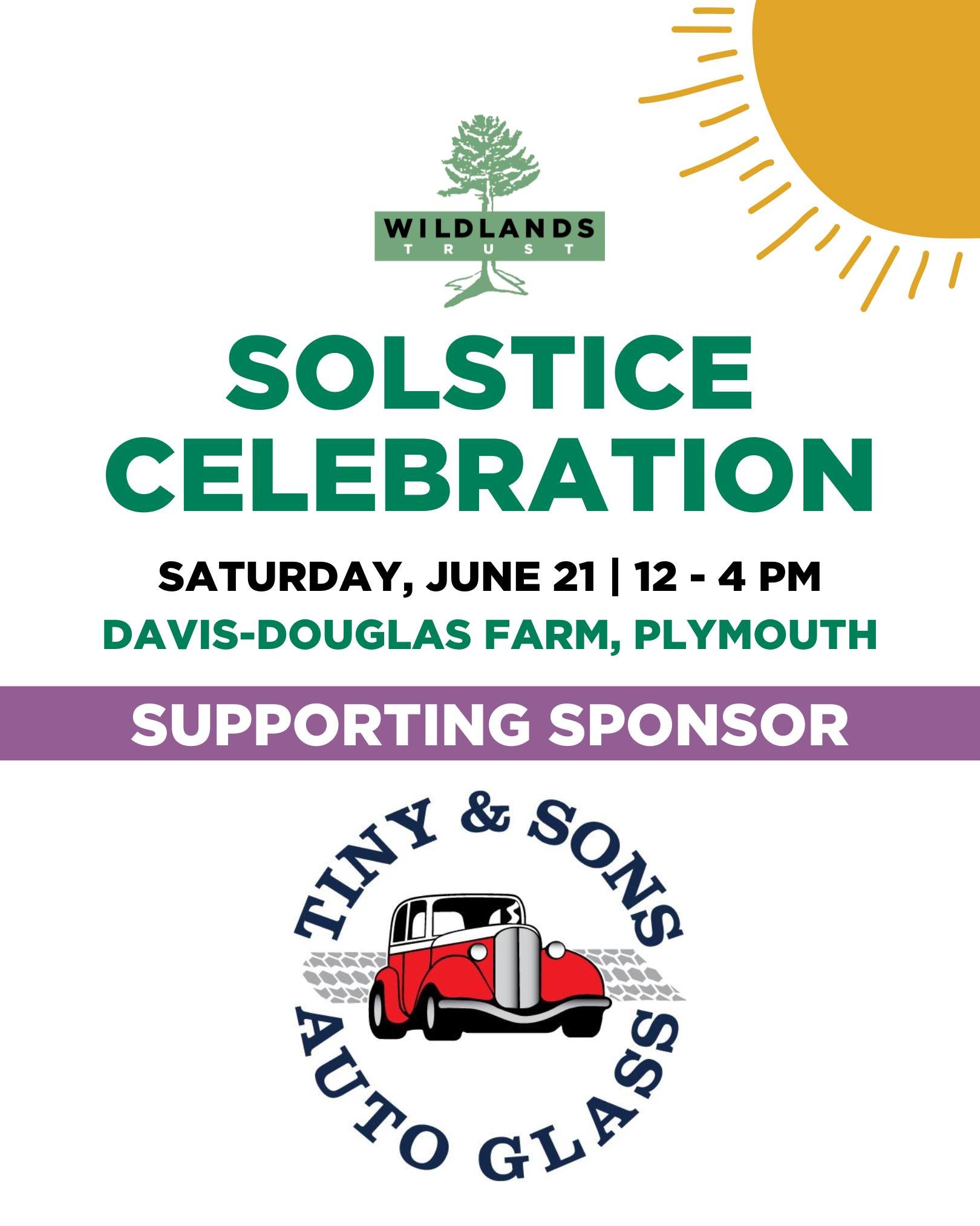 Thank you to Tiny &amp; Sons, Supporting Sponsor for Wildlands Trust's Solstice Celebration!

@tinyandsons offers auto glass replacement and repair at its Pembroke shop and through mobile service across the South Shore. Tiny &amp; Sons has provided h