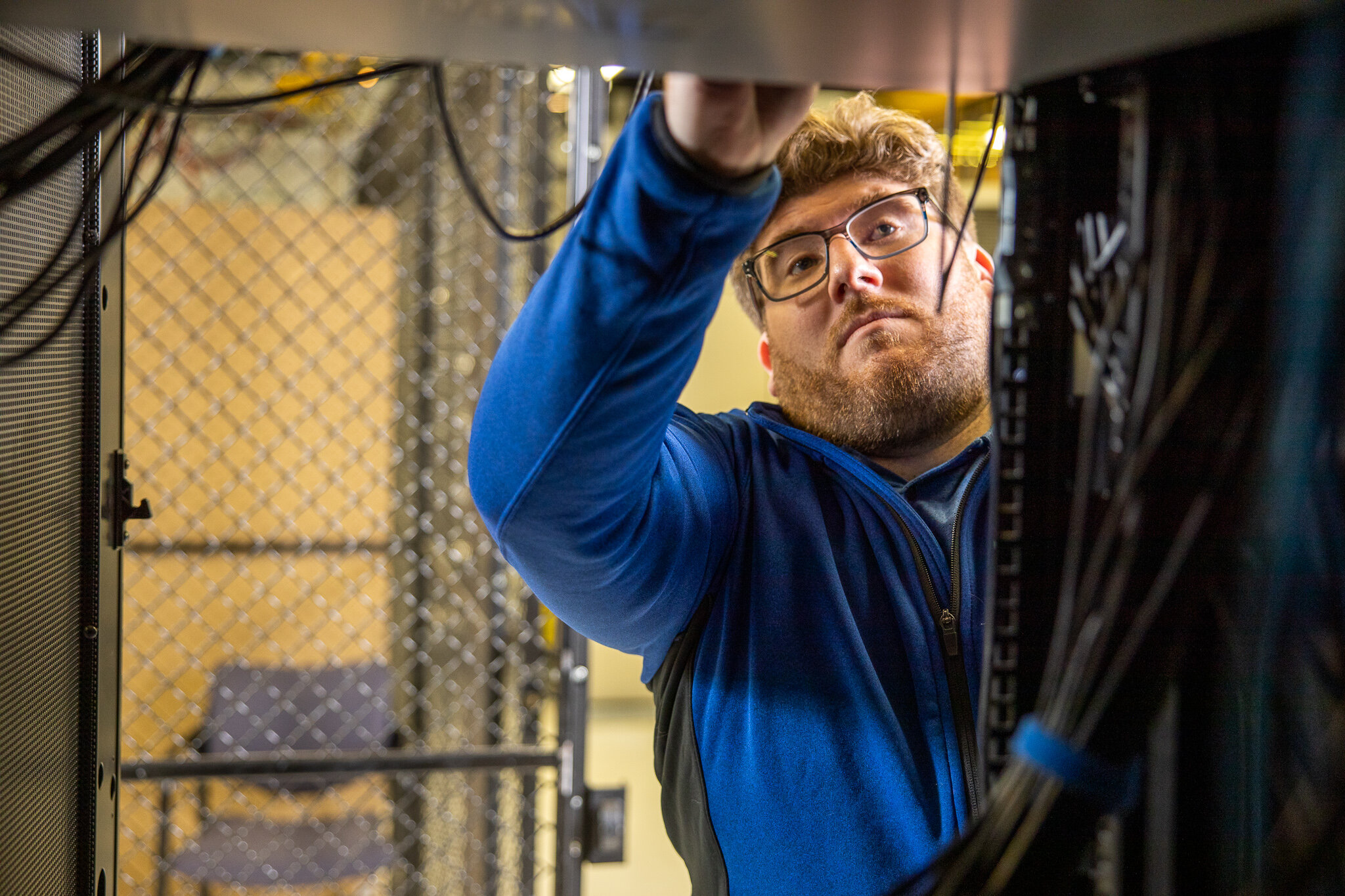 Data Center Engineer Installing Servers