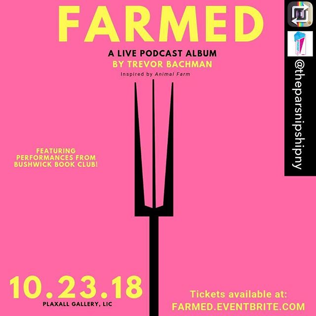 Repost from @theparsnipshipny One Week to Be a part of this unique combination of live Concert meets live Interview- #farmedpodcast - &quot;Orwell&rsquo;s purpose in writing &quot;Animal Farm&quot; must surely have been to present the telltale signs 