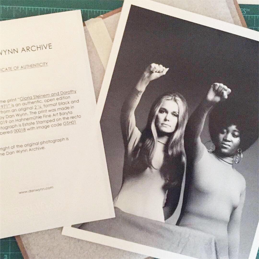 Today we&rsquo;re mailing out this beautiful, iconic photograph of Gloria Steinem and Dorothy Pitman Hughes. Printed on fine art Baryta paper - for black and white prints it&rsquo;s a stunning paper...archival, fiber based and comes very close to a c