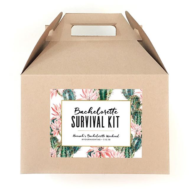 Let's taco bout a party! 🌵🌮🌵New gable box and bag labels are now available in the shop, including this fun cactus survival kit design. We'll have full survival kit boxes and bags available soon as well...just in time for bachelorette season! #surv