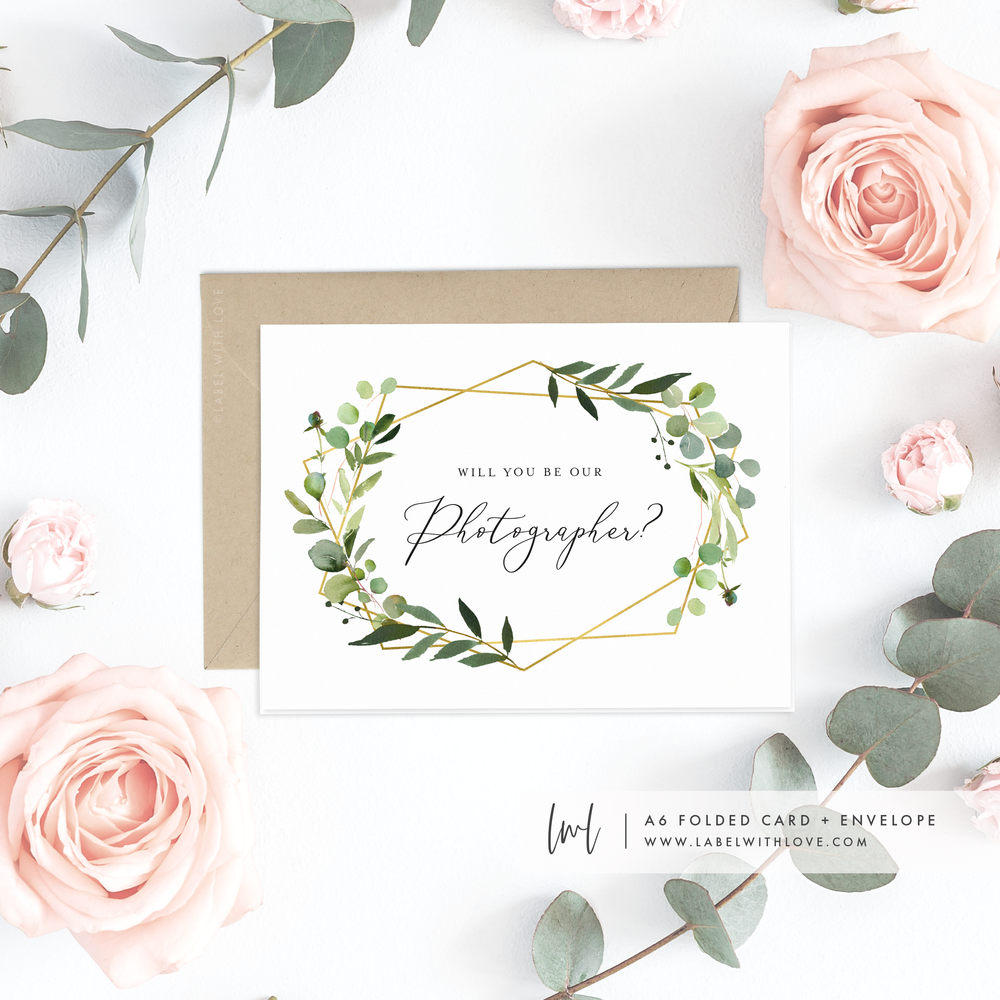 FLORAL WATERCOLOR, Will You Be My Bridesmaid Folded Card & Envelope