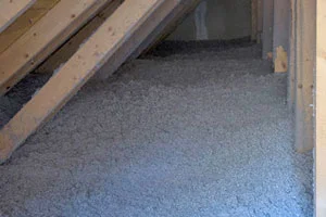 Cellulose insulation in an attic