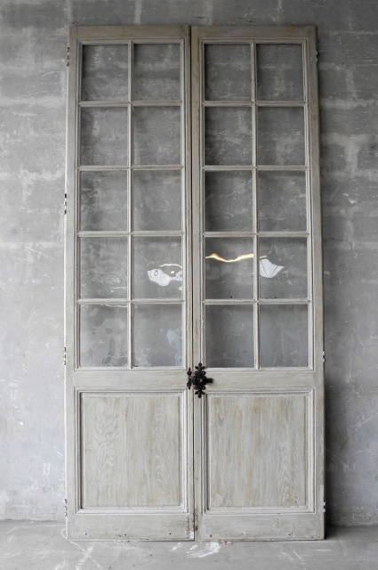 19th c. Provençal French Doors with Glass and Antique Hardware by Chateau Dominigue