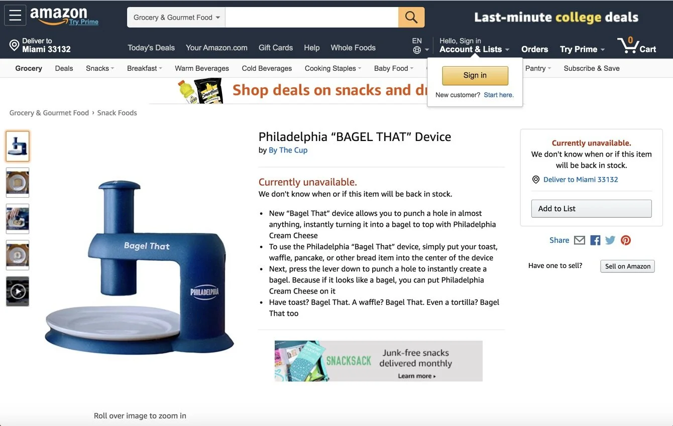  Bagel That sold out in about five minutes on Amazon.   