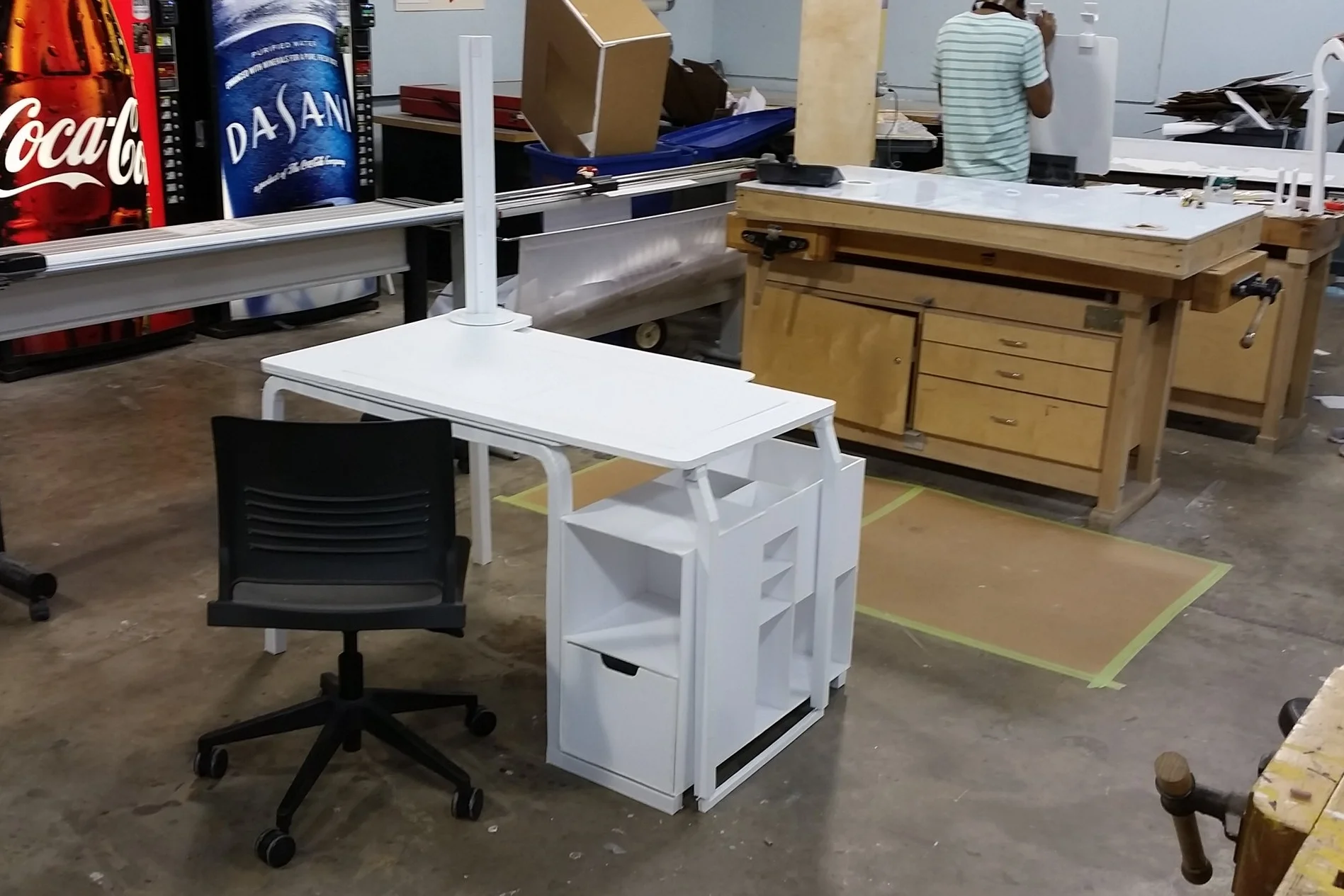 Early foamcore prototype of the Axis Desk.