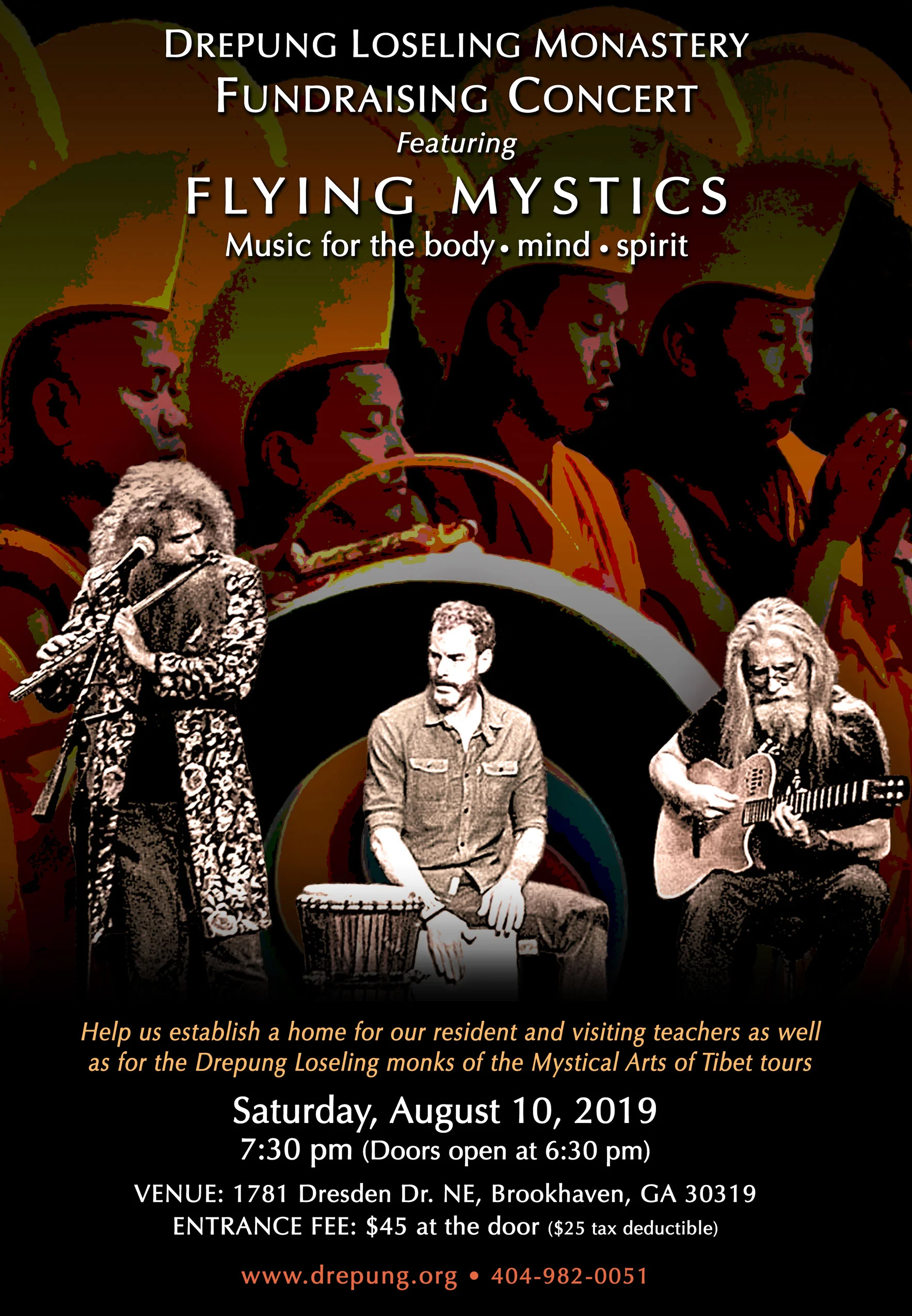 Drepung Loseling Monastery, Fundraising Concert featuring Flying Mystics