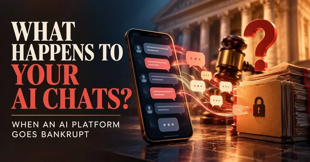 Illustration asking what happens to your AI chats when an AI platform goes bankrupt