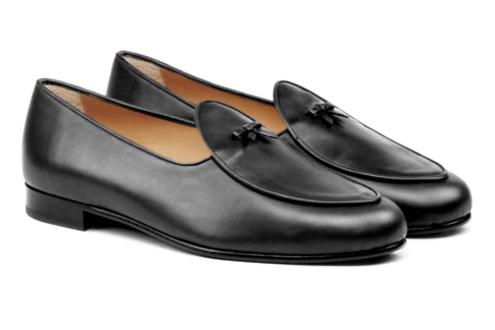 Men's Calf Leather Belgian Loafers, Black