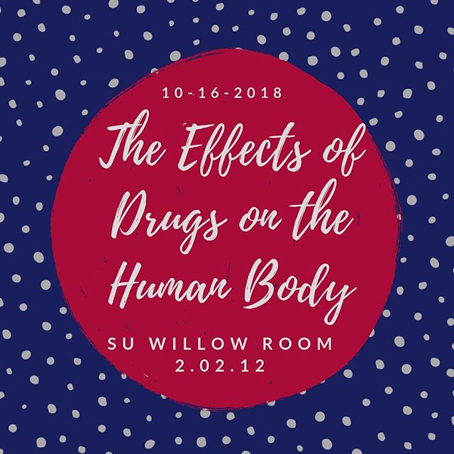 Hey Roadrunners! Join us tomorrow at 7:30 in the SU Willow Room for a discussion and activity over the effects of drugs on the human body! We can&rsquo;t wait to see you all at our meeting tomorrow night!