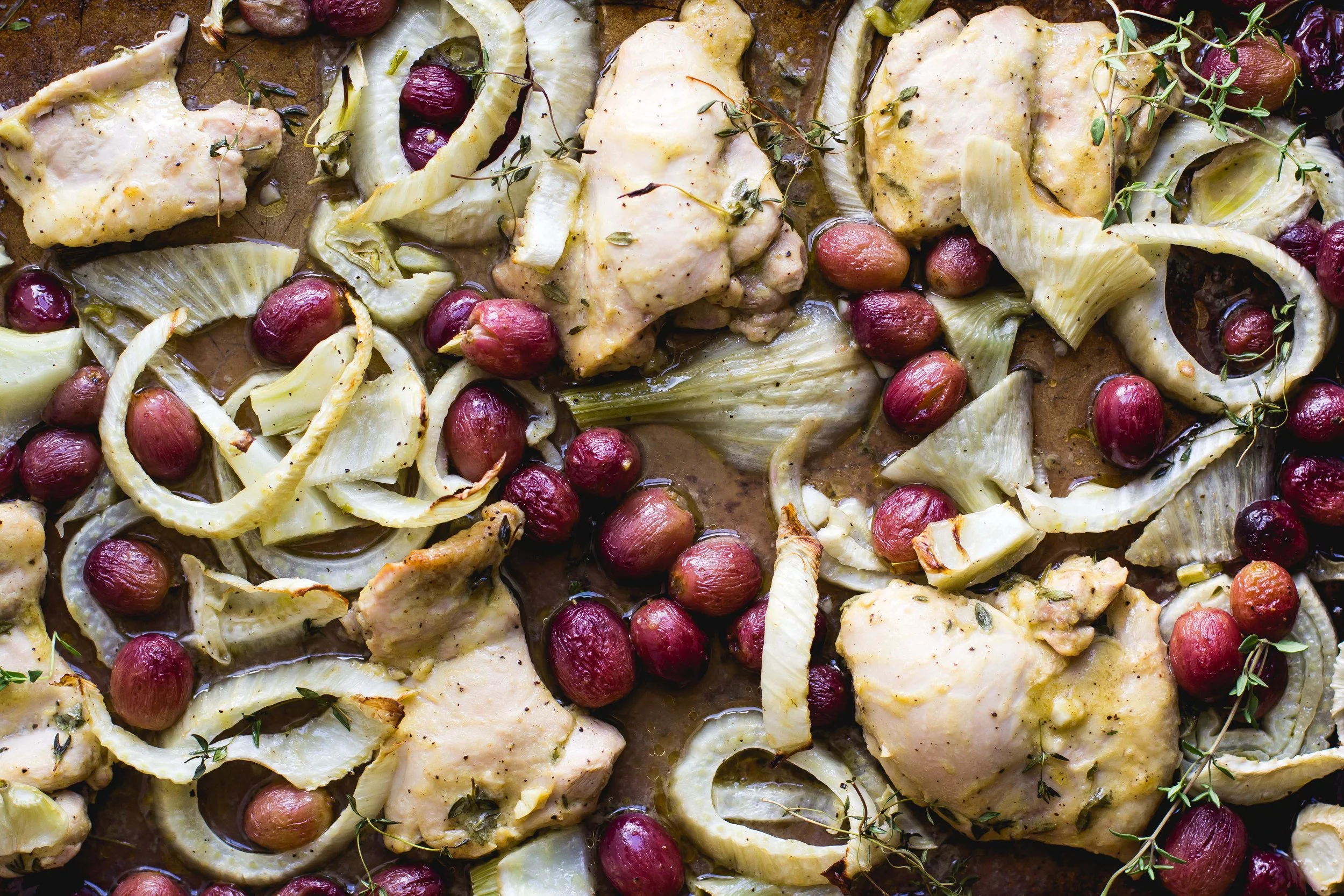 Roasted Chicken Thighs with Fennel + Grapes — Sarah J. Hauser nourish your soul