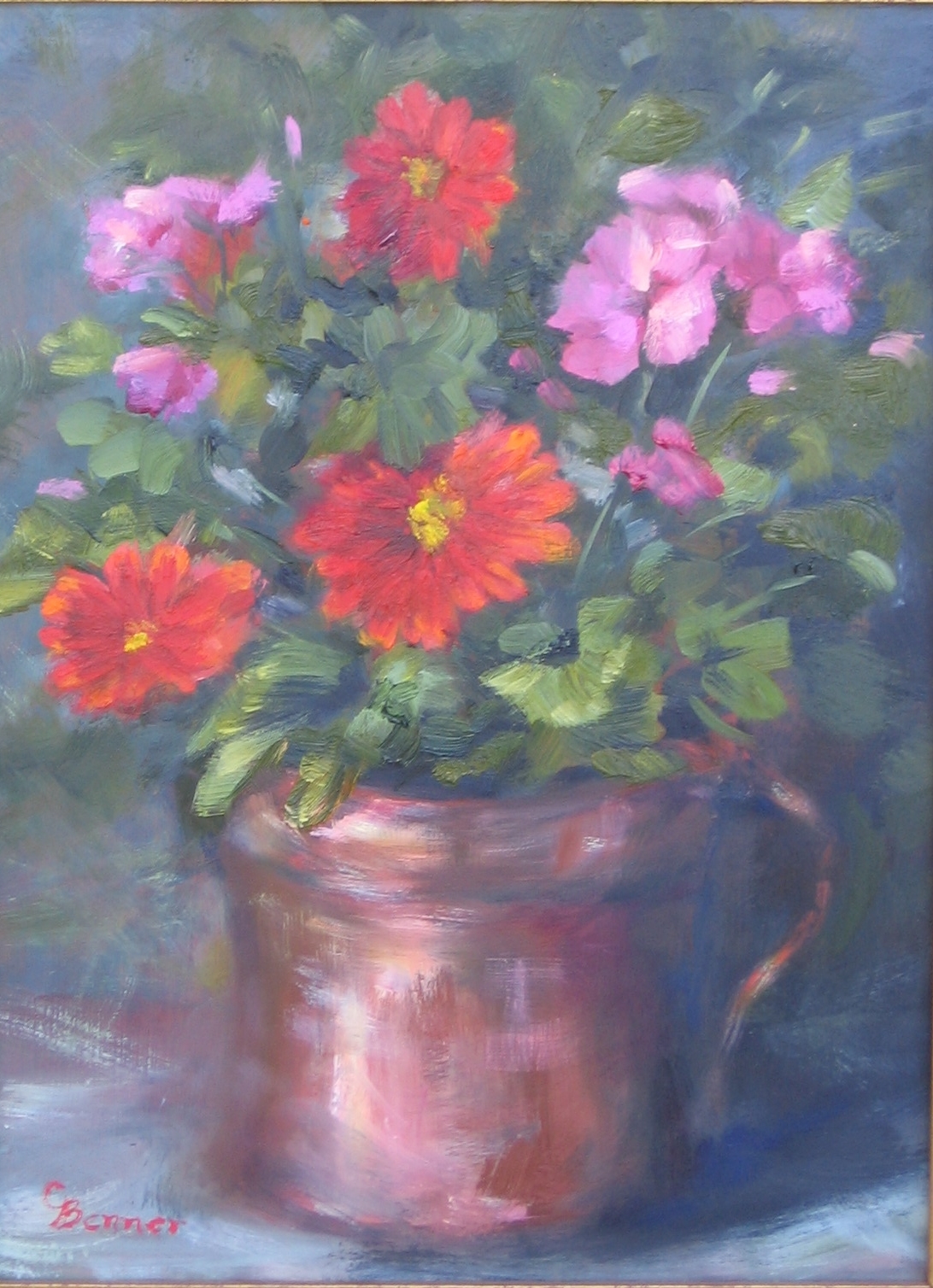Copper Pot with Flowers