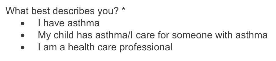51% of respondents selected ‘I am a health care professional’, which was a surprising finding for Asthma UK as the content was geared to people with Asthma.