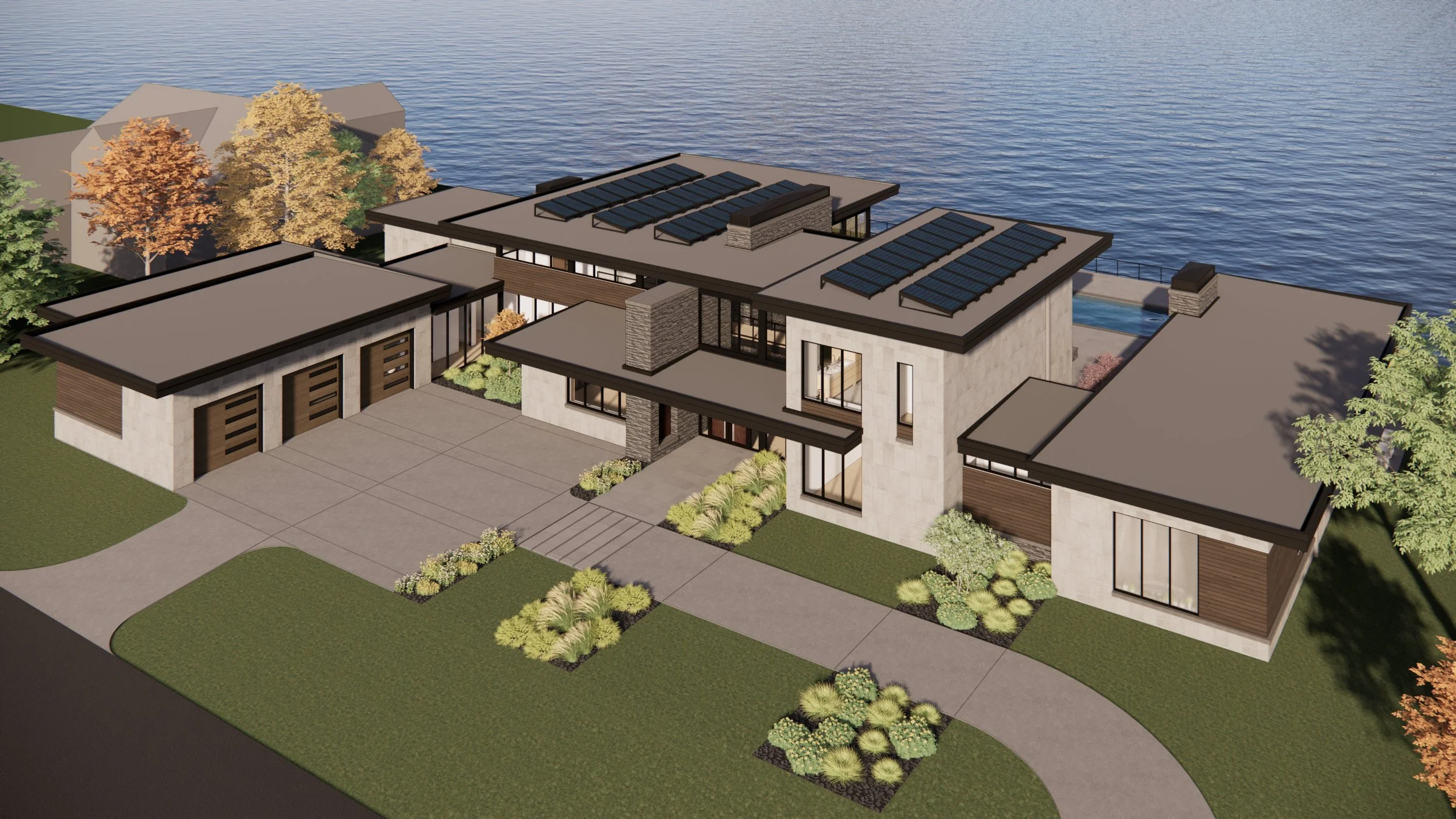 Foxworth Architecture - Block House (Front Aerial)