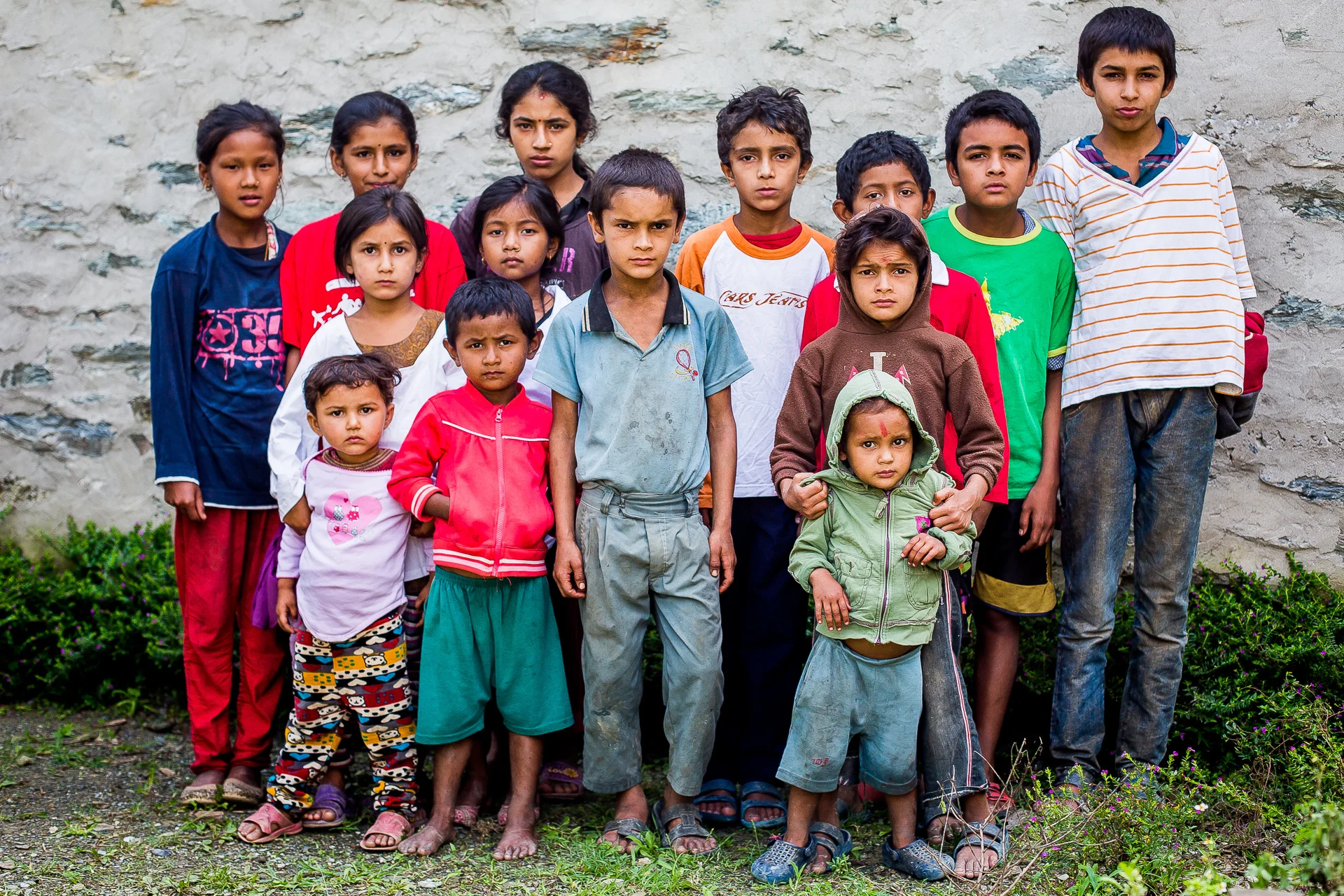 Recipients of new clothing. Sadly we didn’t have any clothes to fit the poor boy standing in the middle but we were pleased about the helping the rest of them. More can be done later.