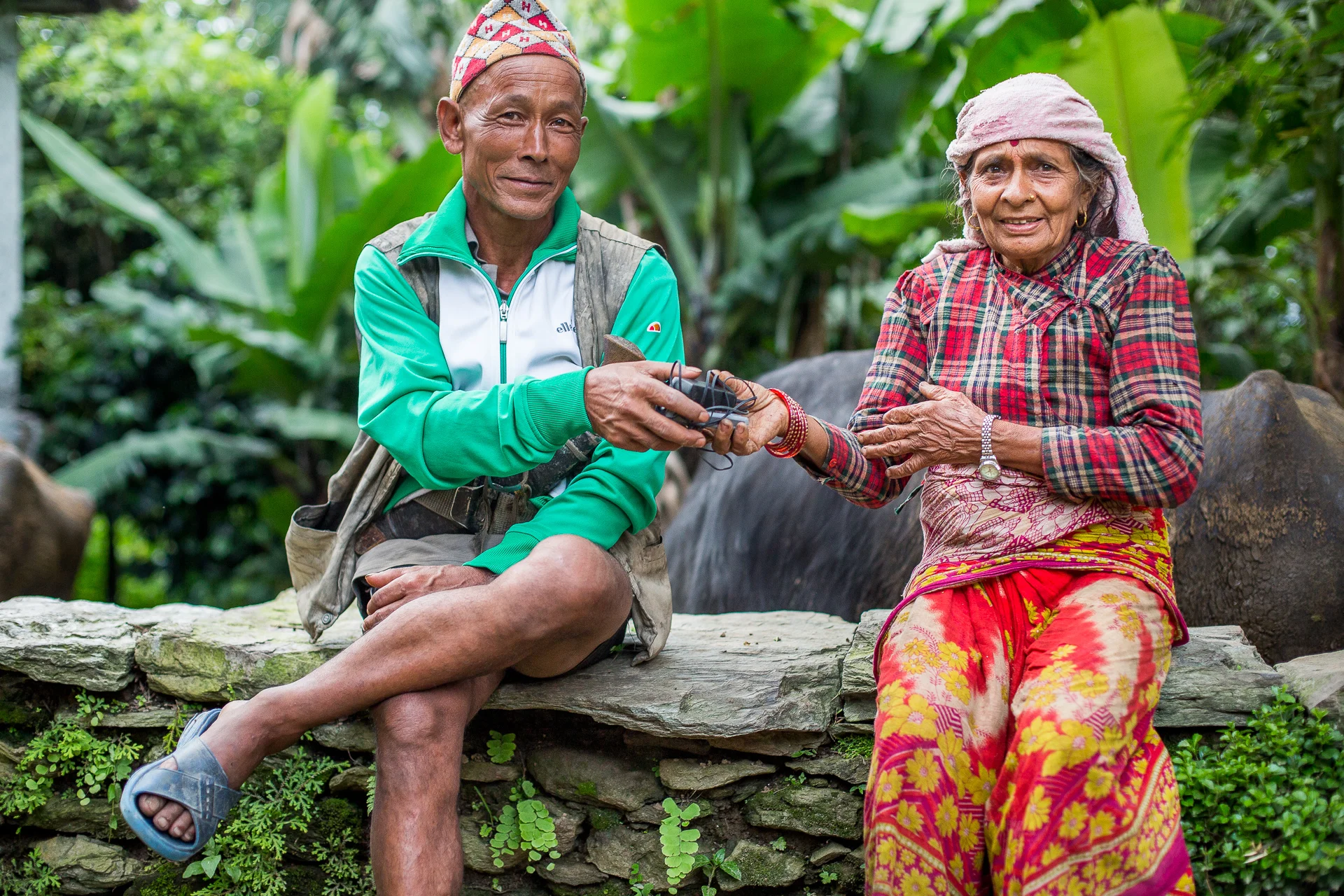 We gave another phone to an old lady in the same area of Necha.