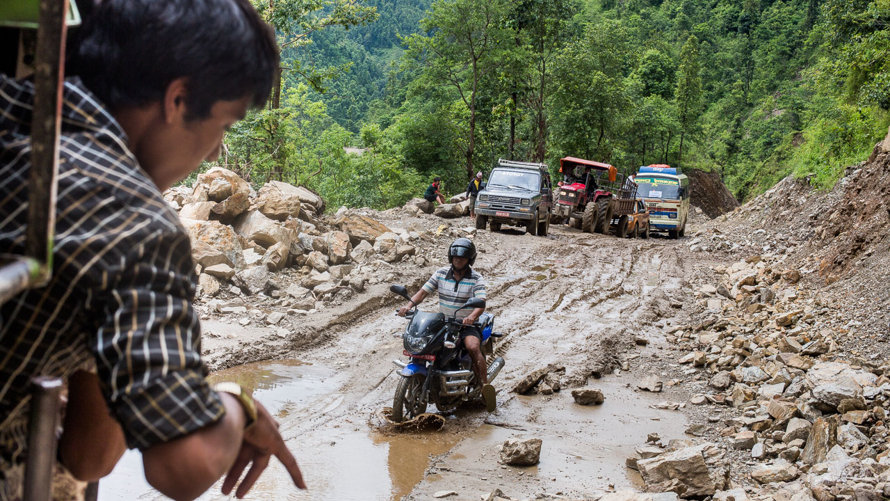 The road from Gorkha to Baluwa was in a terrible condition because of the strong monsoonal rain.