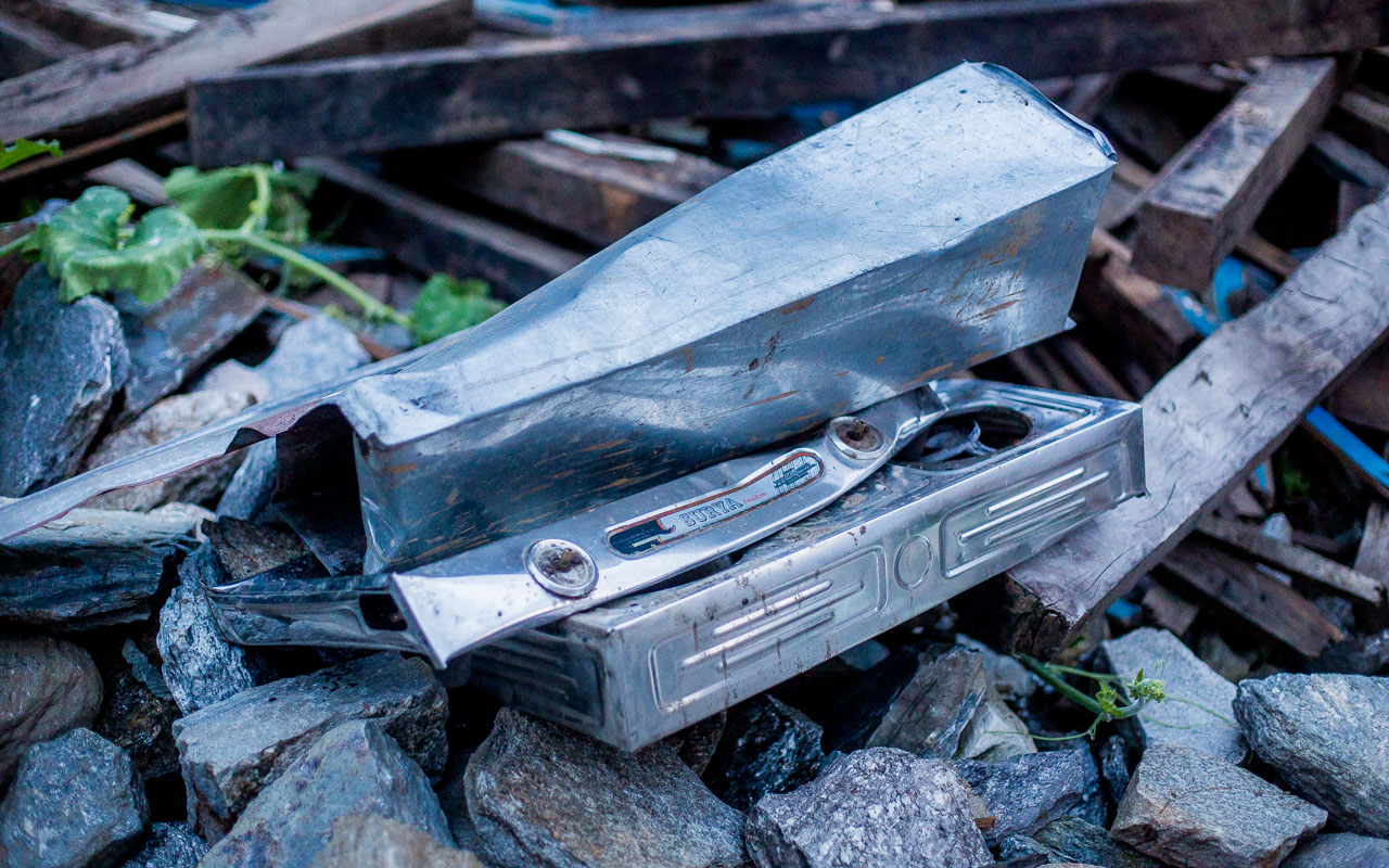 Gas cooking stove destroyed by the earthquake. Now they are back to cooking on their unhealthy smoky fires.