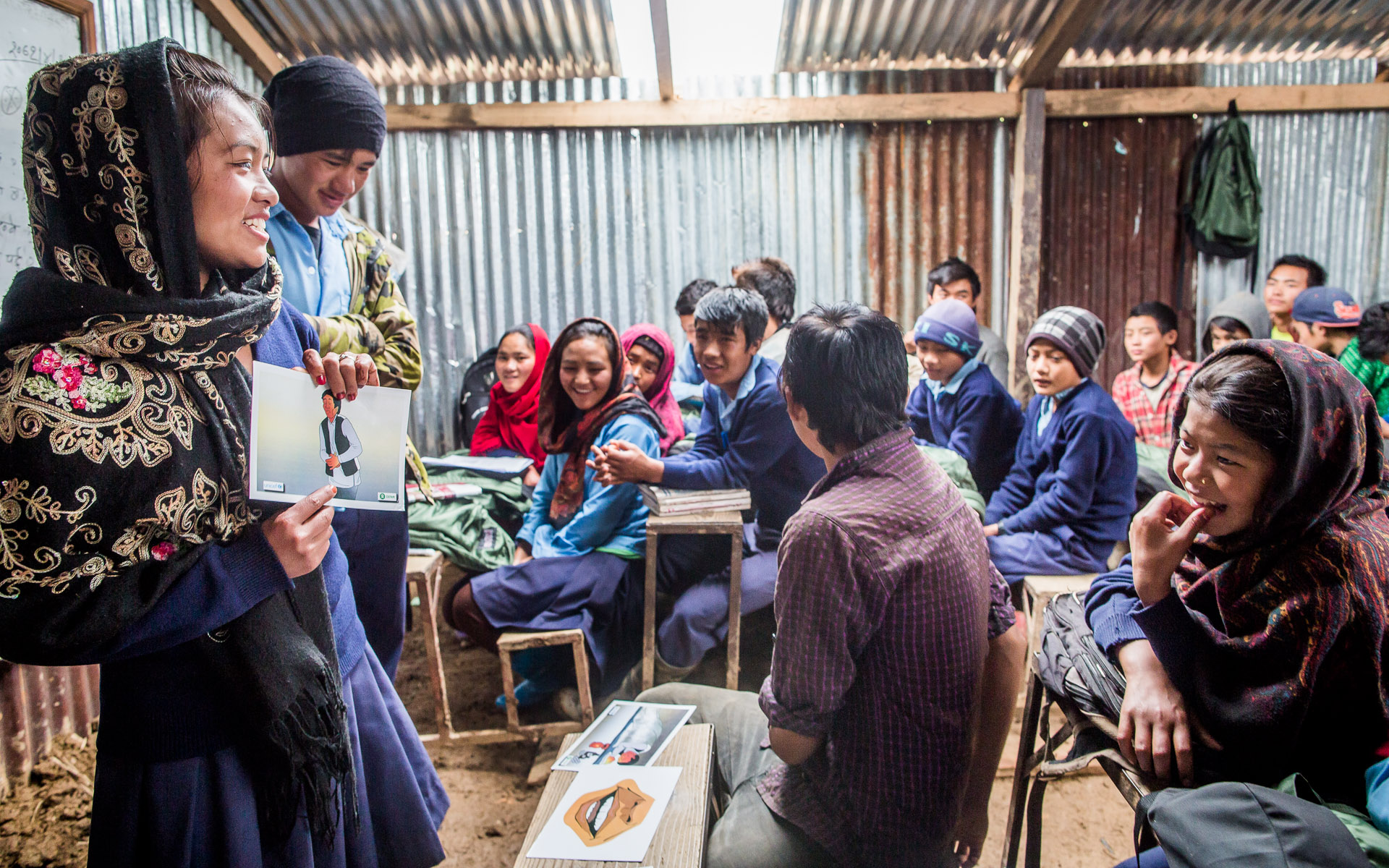 Students explaining the importance of hygiene.