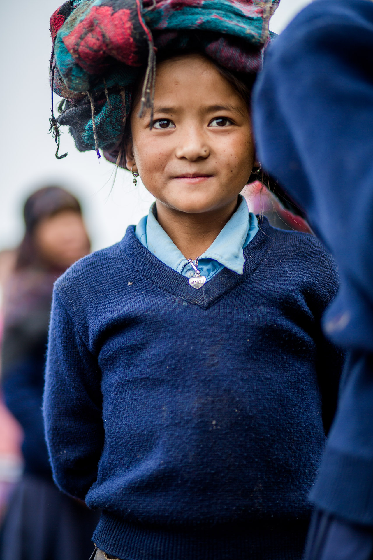  In line for the morning assembly. 