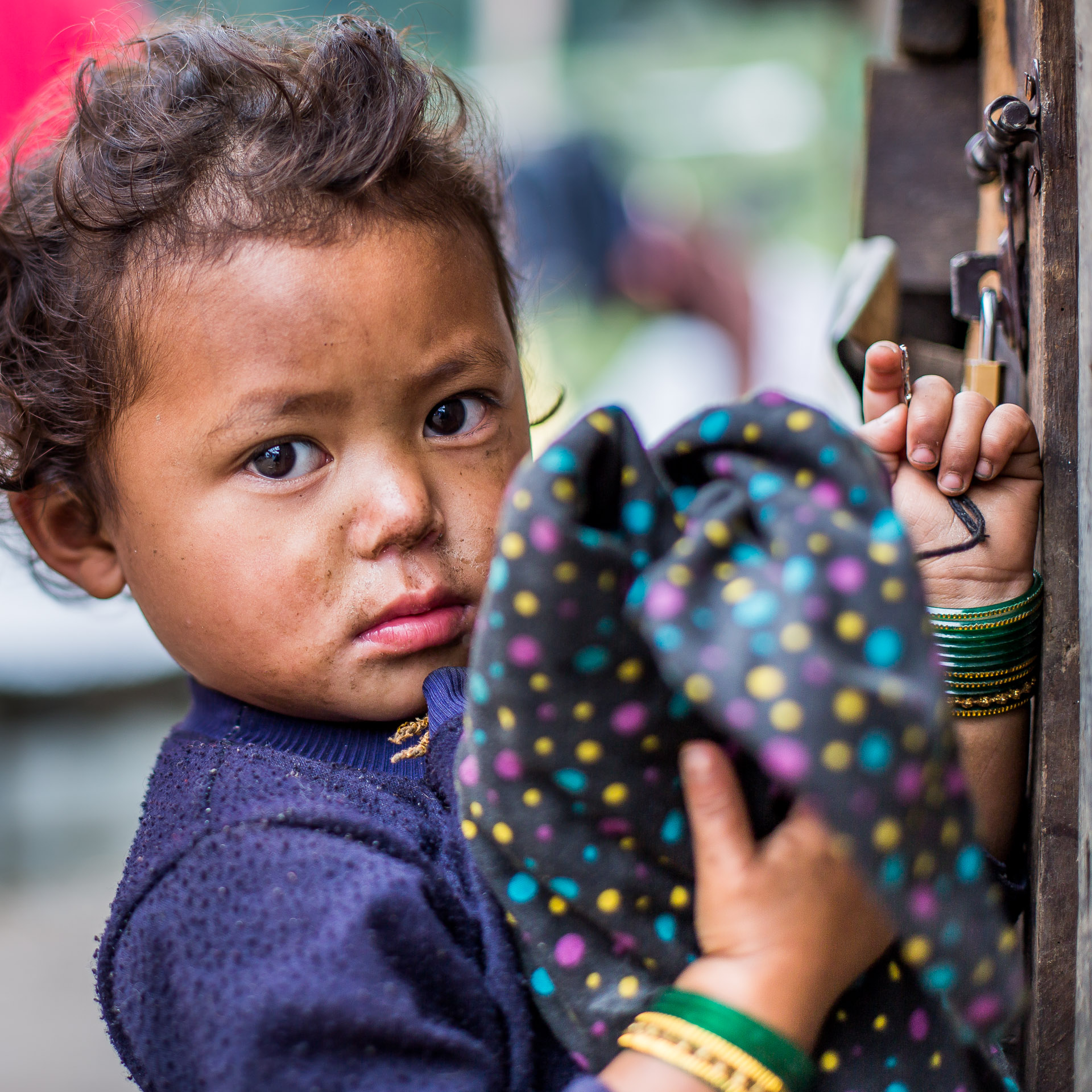 Little boy that couldn't open the door lock of their house. I was glad to help him out.