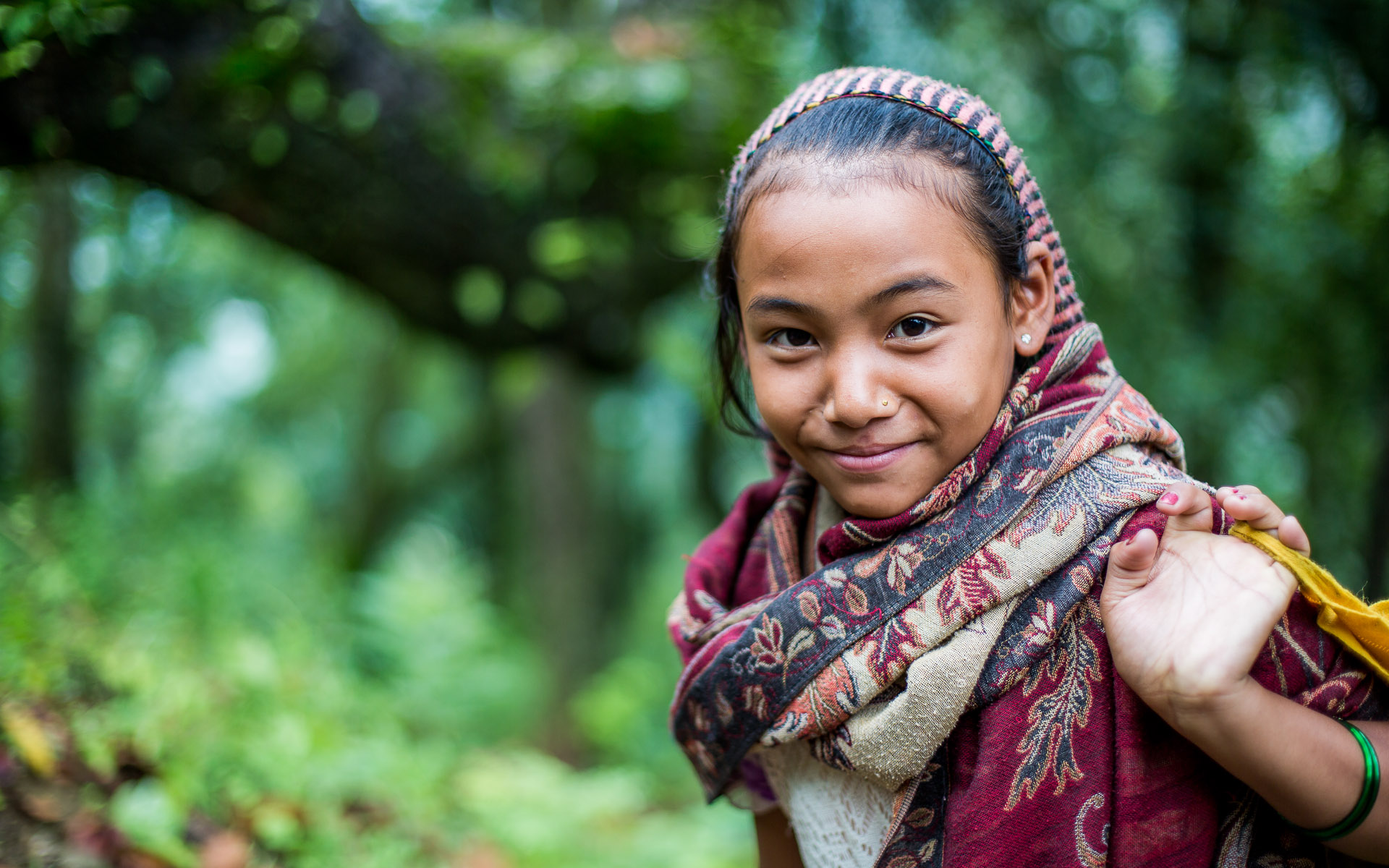 Girl entering the village Barpak. 