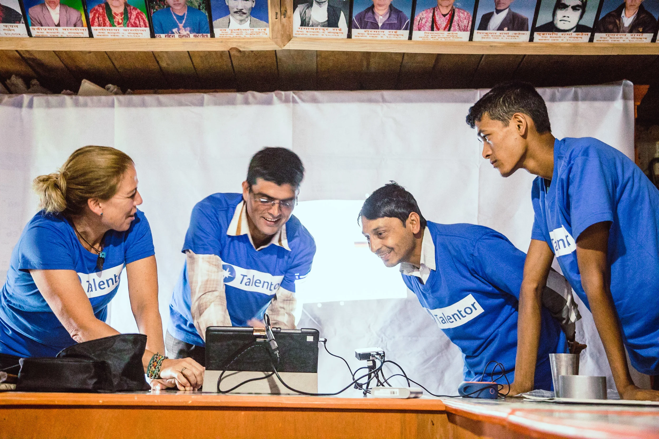 Happy faces from the IT teachers as they have passed the user test after Petra gave the teacher training. On the teachers our main sponsor, the company " Talentor ".
