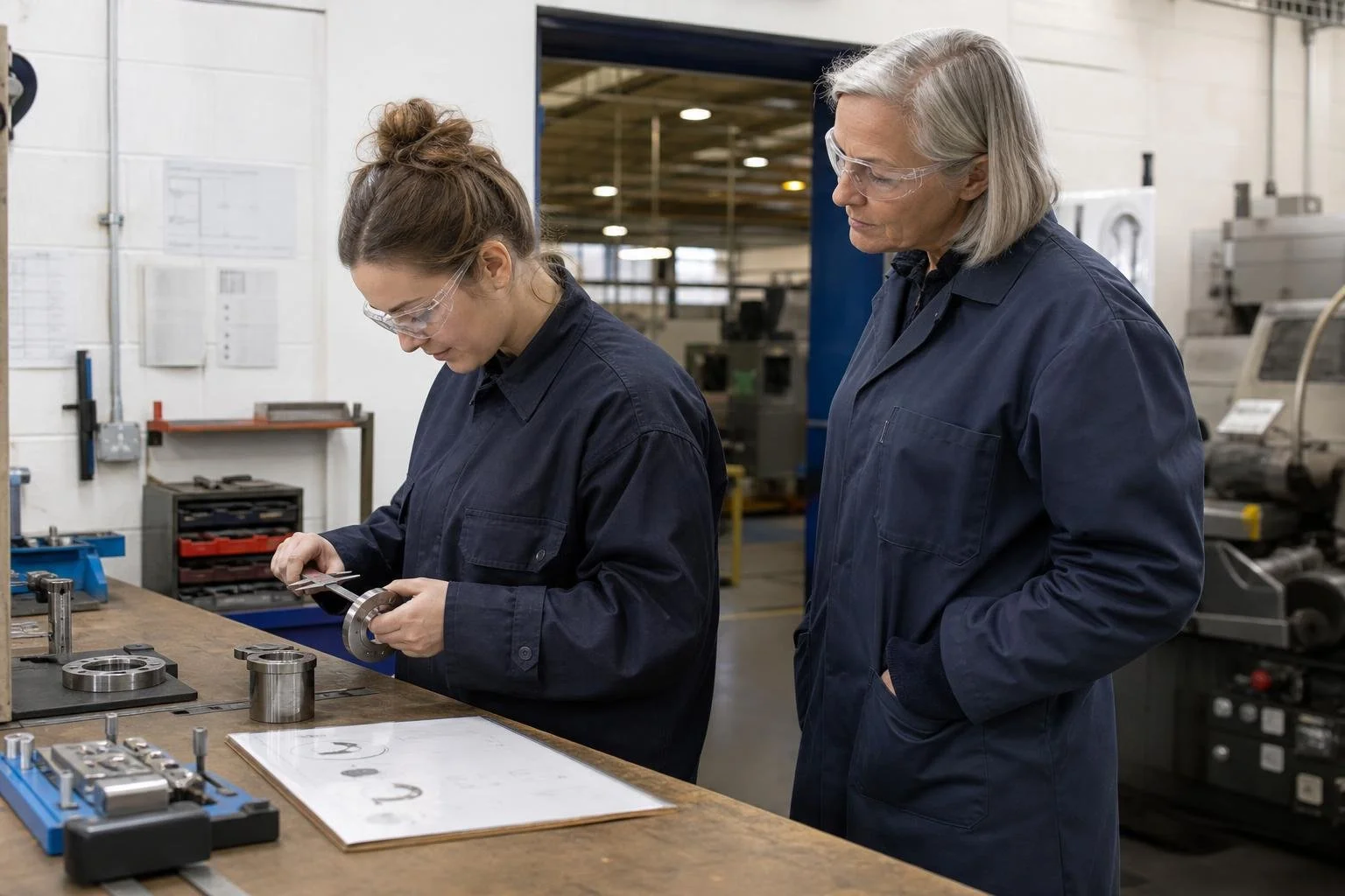 Manager allowing an employee to inspect a component independently