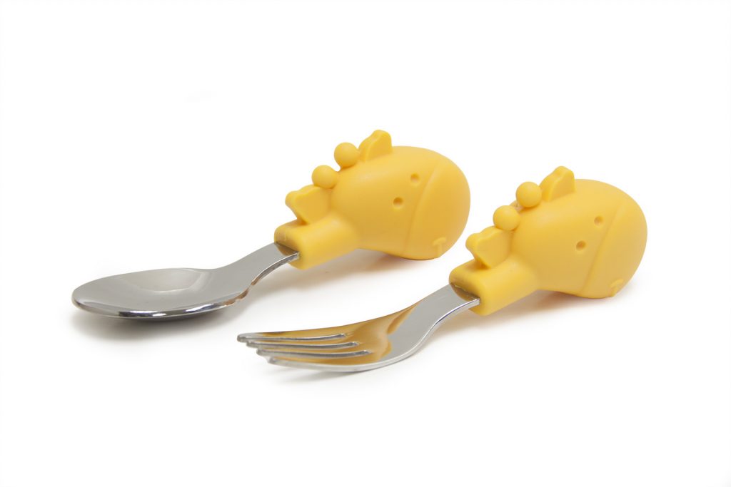 Baby Grasp Spoon Fork Set - Self-Feeding Looped Handle Spoon – TheToddly