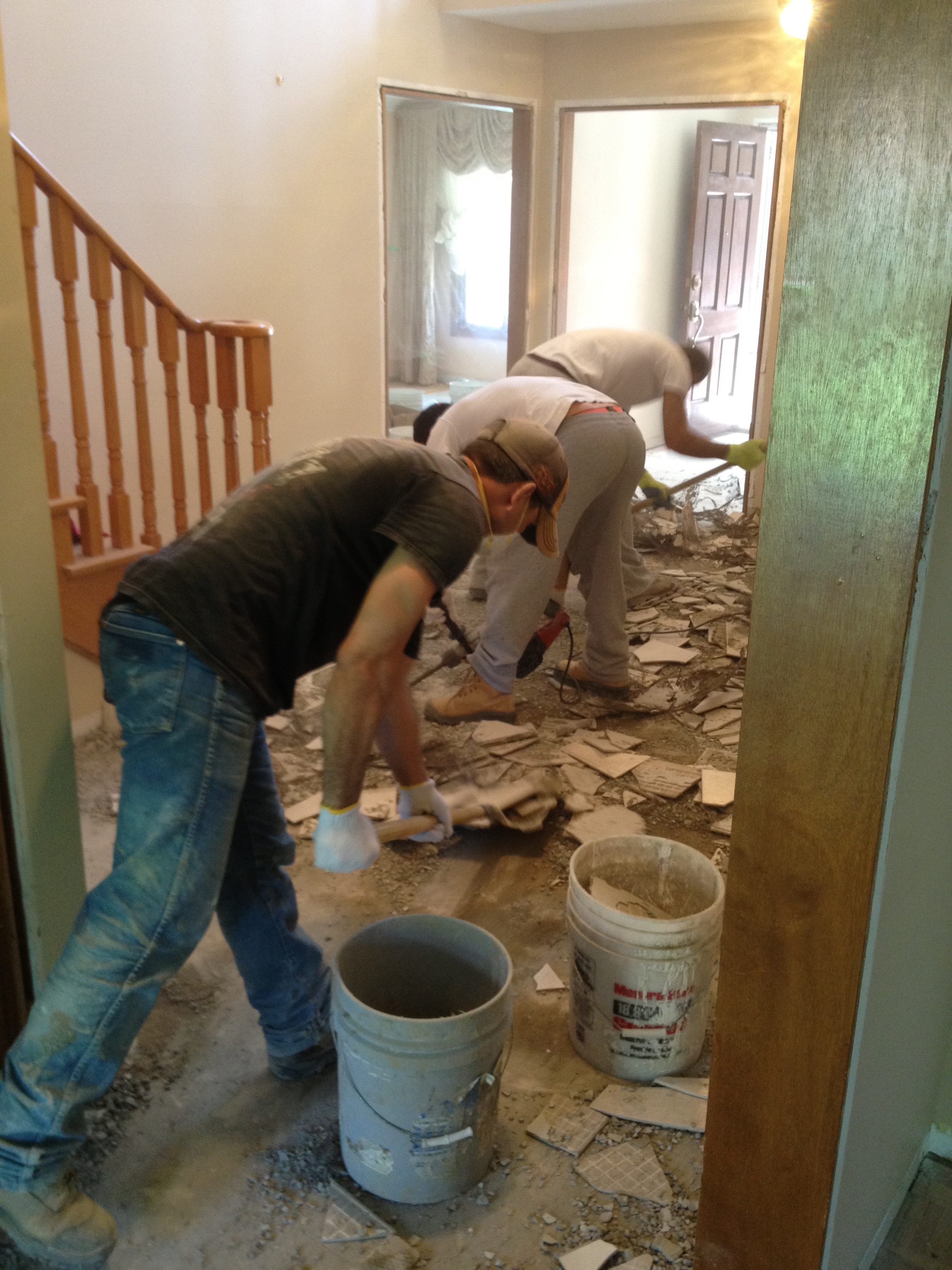  Tile removal, dry pack floor levelling and tile setting. 