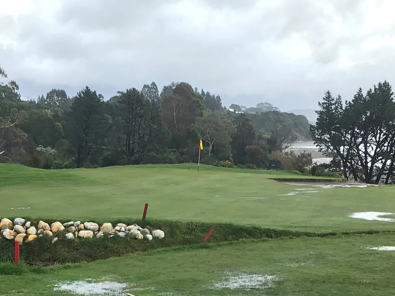 Safest shot is to aim for the bunker...