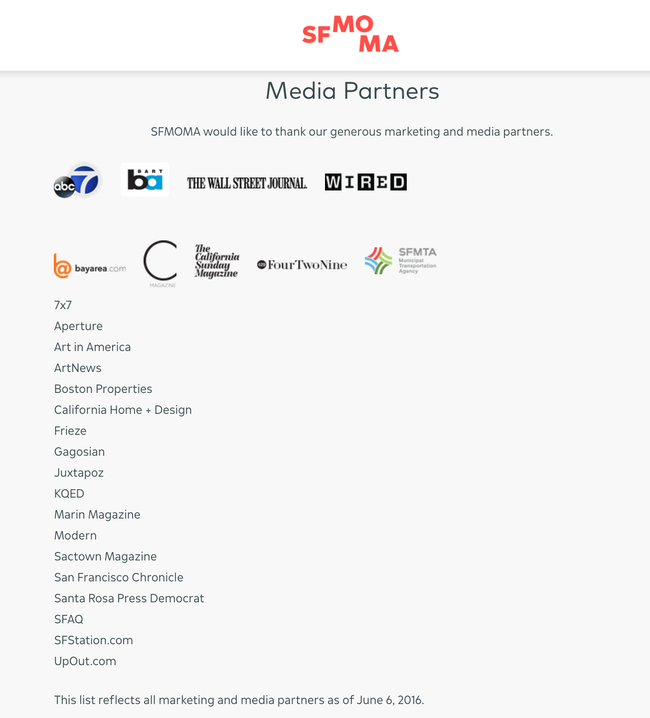 Media Partnerships Negotiated - SFMOMA