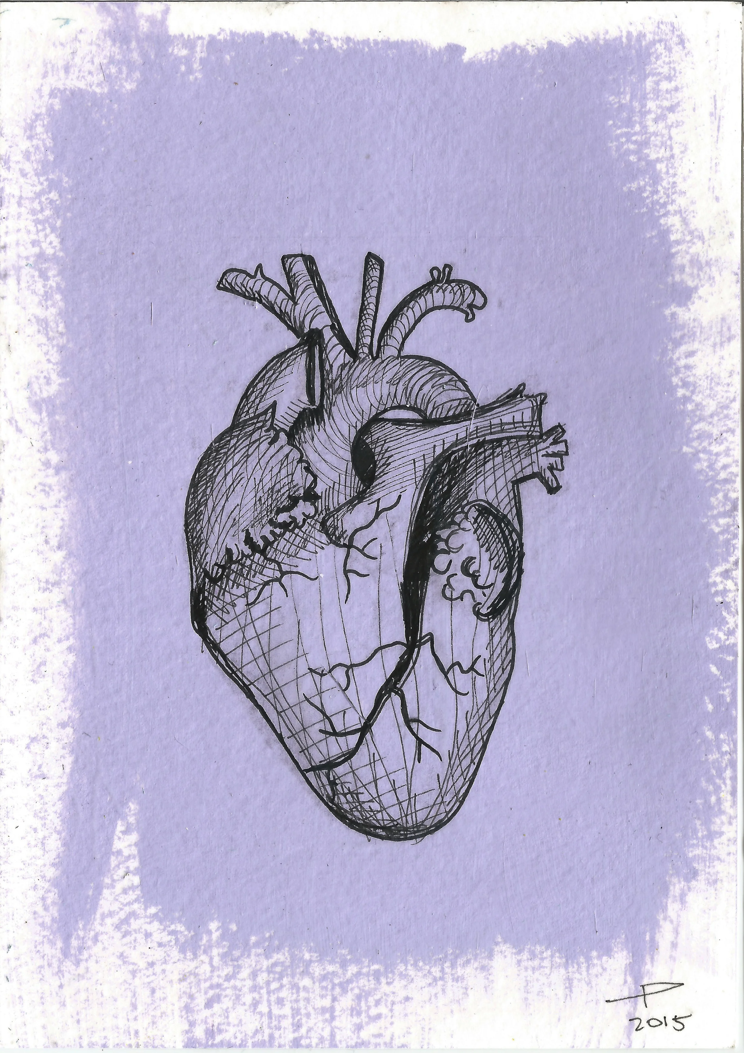 No se que hacer con el corazón No.5 Watercolor paper Watercolor, Acrylic and pigment liner 5"x7"