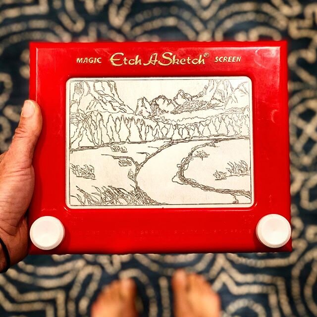 Inspired by the snow/rain mix falling outside, no where to be, and @natalieconnell_art&rsquo;s most recent piece. #etchasketch