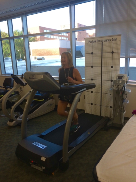 I didn't expect to get my workout in at the SMARTherapy clinic at Washington Orthopedics and Sports Medicine a few days before the Brooklyn Half Marathon on October 8, but I'll take 3.5 miles anyway I can. Dr. Edward Magur used needles to take pressure readings of my calf muscles both before and after running on the treadmill to determine whether the numbness in my feet during running might be from exertional compartment syndrome . The result: I'm borderline in the left leg. We're ruling out a neuroma, and after getting a steroid injection, I'm feeling better and increasingly optimistic.