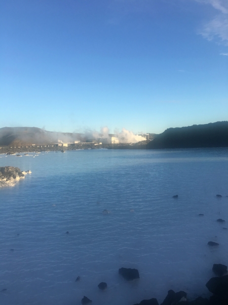  You can see the Svartsengi geothermal power station across from the Blue Lagoon.&nbsp; 