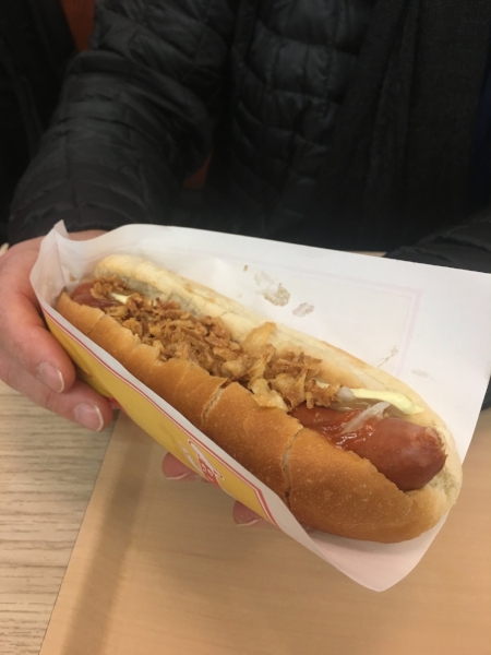  Iceland's famous long, skinny hot dogs, which cost about $5, are made from beef, lamb, and pork, and they’re served with ketchup, mustard, relish, fried and raw onions, and a mayonnaisey remoulade sauce.&nbsp; 